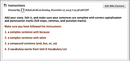 Instructions for the second writing activity