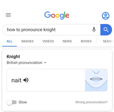 Single syllable pronunciation of the word 'knight'